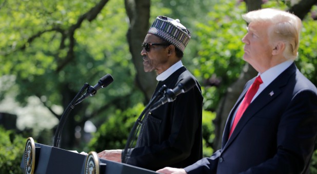U.S. President Donald Trump and Nigeria’s President Muhammadu Buhari hold a joint news conference in the Rose Garden at the White House.