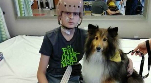 Trenton and Stevie the service dog.