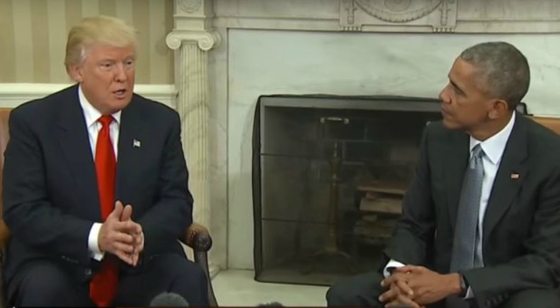 Donald Trump meets with Barack Obama.