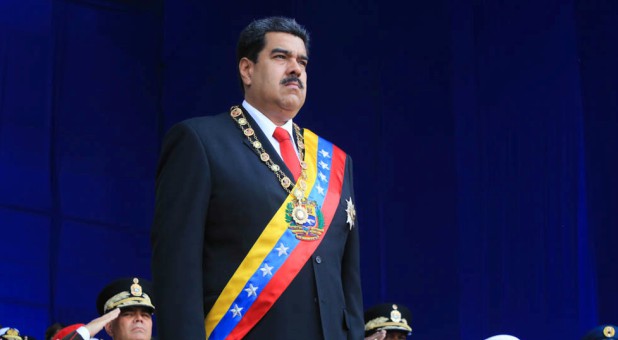 Venezuela's President Nicolas Maduro attends a military event in Caracas, Venezuela.