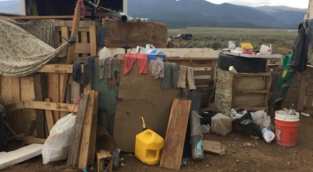 Conditions at a compound in rural New Mexico, where 11 children were taken into protective custody for their own health and safety after a raid by authorities, are shown in this photo near Amalia, New Mexico.