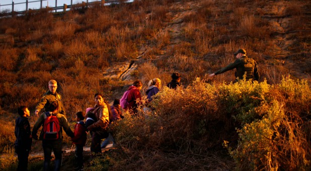 Migrants at the border of the United States.