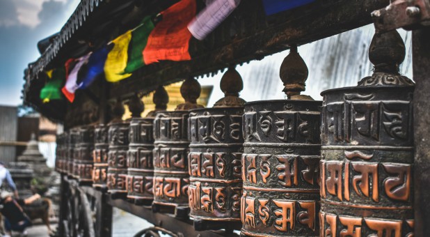 Prayer wheels in Nepal.