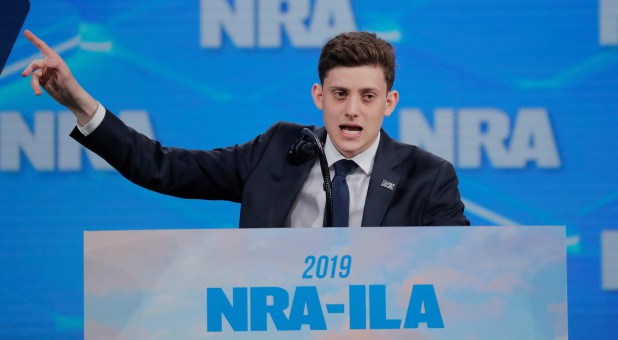 Activist Kyle Kashuv addresses the 148th National Rifle Association (NRA) annual meeting in Indianapolis, Indiana.