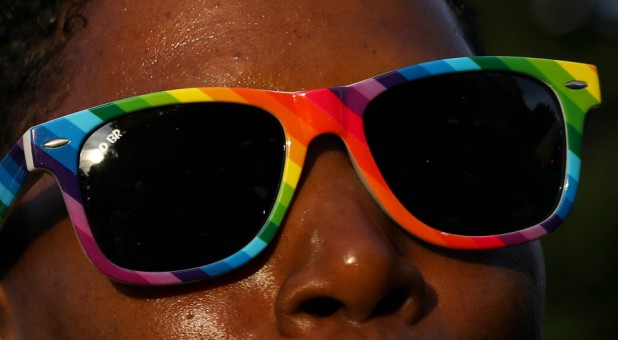 A participant takes part in the Brooklyn Pride Twilight Parade in the Brooklyn borough of New York City/