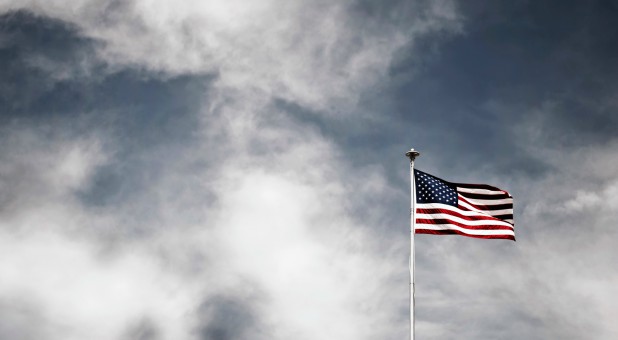 2019 07 American Flag Gray Sky