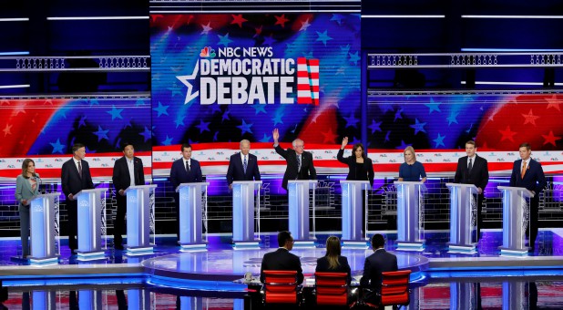 Some of the presidential candidates participate in a Democratic Debate.