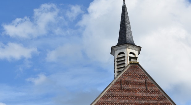 2020 03 church steeple blue sky