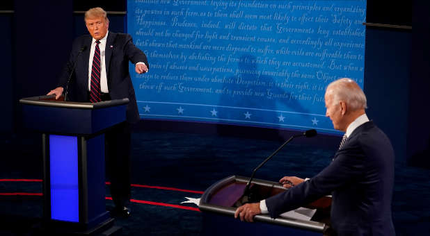 U.S. President Donald Trump and Democratic presidential nominee Joe Biden participate in their first 2020 presidential campaign debate