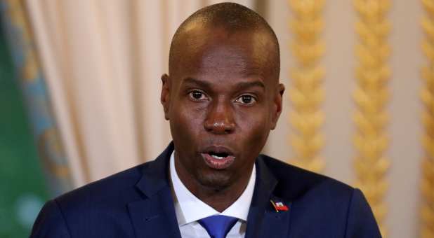 Haitian President Moise Jovenel speaks during a press conference at the Elysee Palace in Paris, France, December 11, 2017.