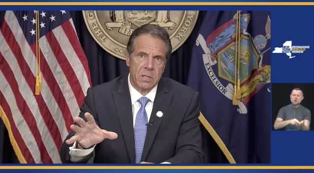 New York Governor Andrew Cuomo makes a statement as he announces he will resign in this screen grab taken from a video released by the Office of the NY Governor, in New York, U.S., August 10, 2021.