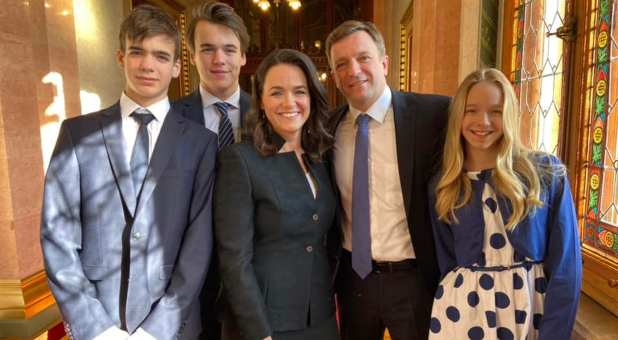 Katalin Novak with her family before the presidential election