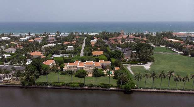 An aerial view of former U.S. President Donald Trump's Mar-a-Lago home after Trump said that FBI agents raided it, in Palm Beach, Florida, U.S. August 9, 2022.
