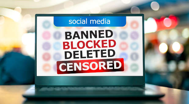 Banned social media content on a laptop.