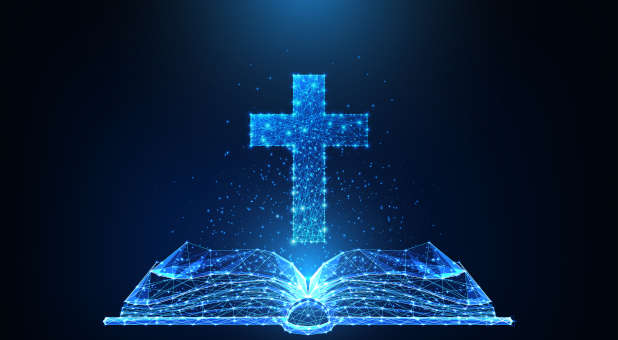 Digital image of the cross and Bible.