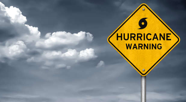 Hurricane warning sign.