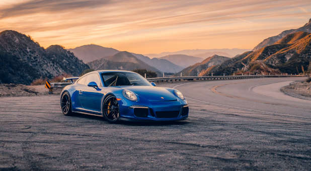 Porsche at sunset.