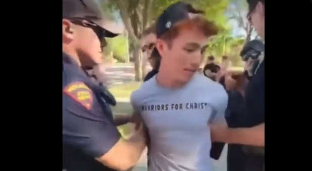Young Christian arrested at Pride event.