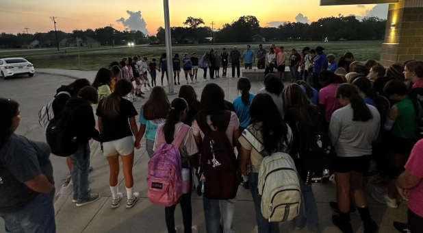 Students gather to pray in Bay City, Texas