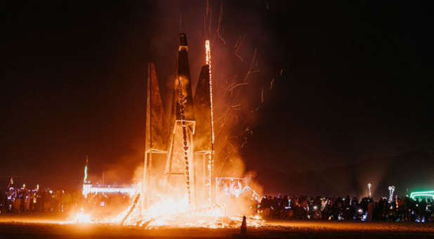 Phoenix statue ceremony at Burning Man.