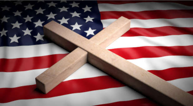 American flag and the Cross