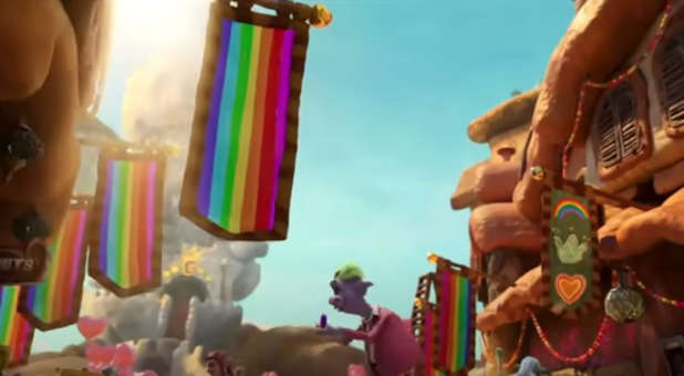 Rainbow flags in the Trolls movie.