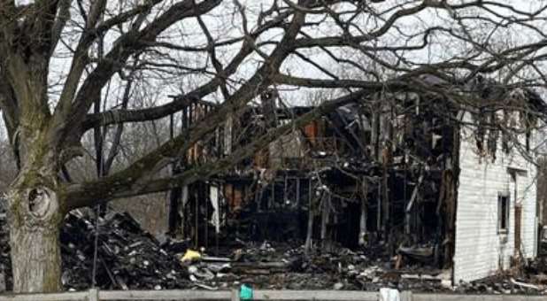 The burned remnants of the Robinette family home