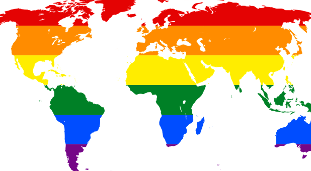 World map in rainbow colors