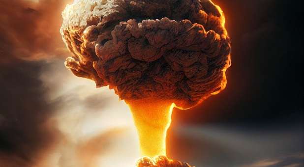 Nuclear bomb exploding.