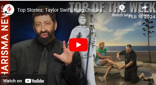screenshot of YouTube video, top stories, showing Jonathan Cahn and the Super Bowl footwashing commercial