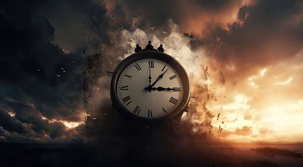 Clock amid apocalyptic happenings