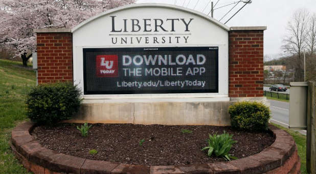 Liberty University sign.