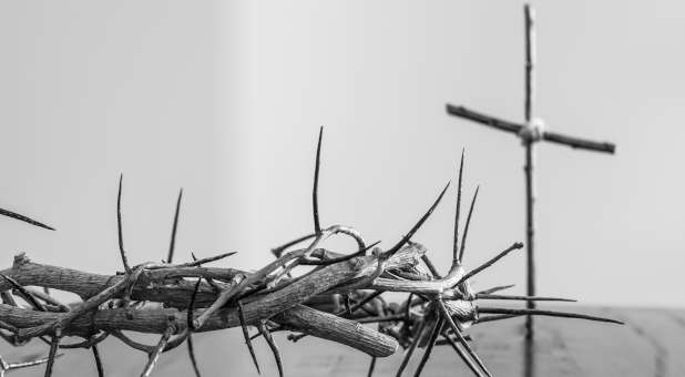 The cross and a crown of thorns.
