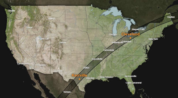 Path of the solar eclipse over America.