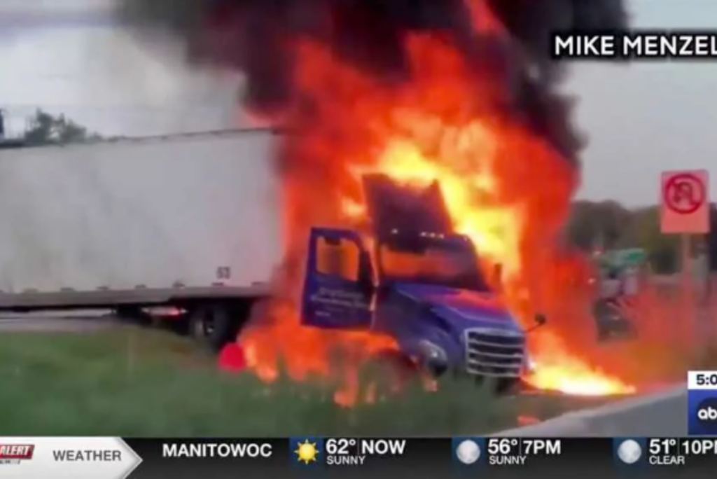 Hero Truck Driver Risks Life to Save Woman Trapped in Blazing Fire